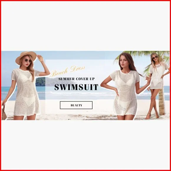 Crochet Cover Up Loose Fit Polyester Beach Dress Swimwear